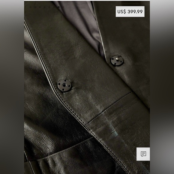 Mango 100% LEATHER BLAZER | size SMALL | | BLACK MINIMALIST OVERSIZED - Picture 9 of 16